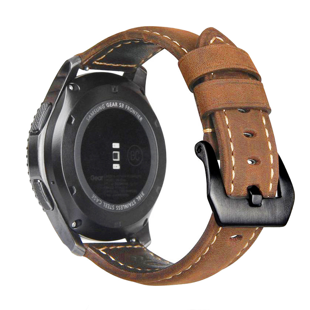 22mm Genuine Leather Watch Band Strap for Samsung Gear S3 Frontier / S3 Classic