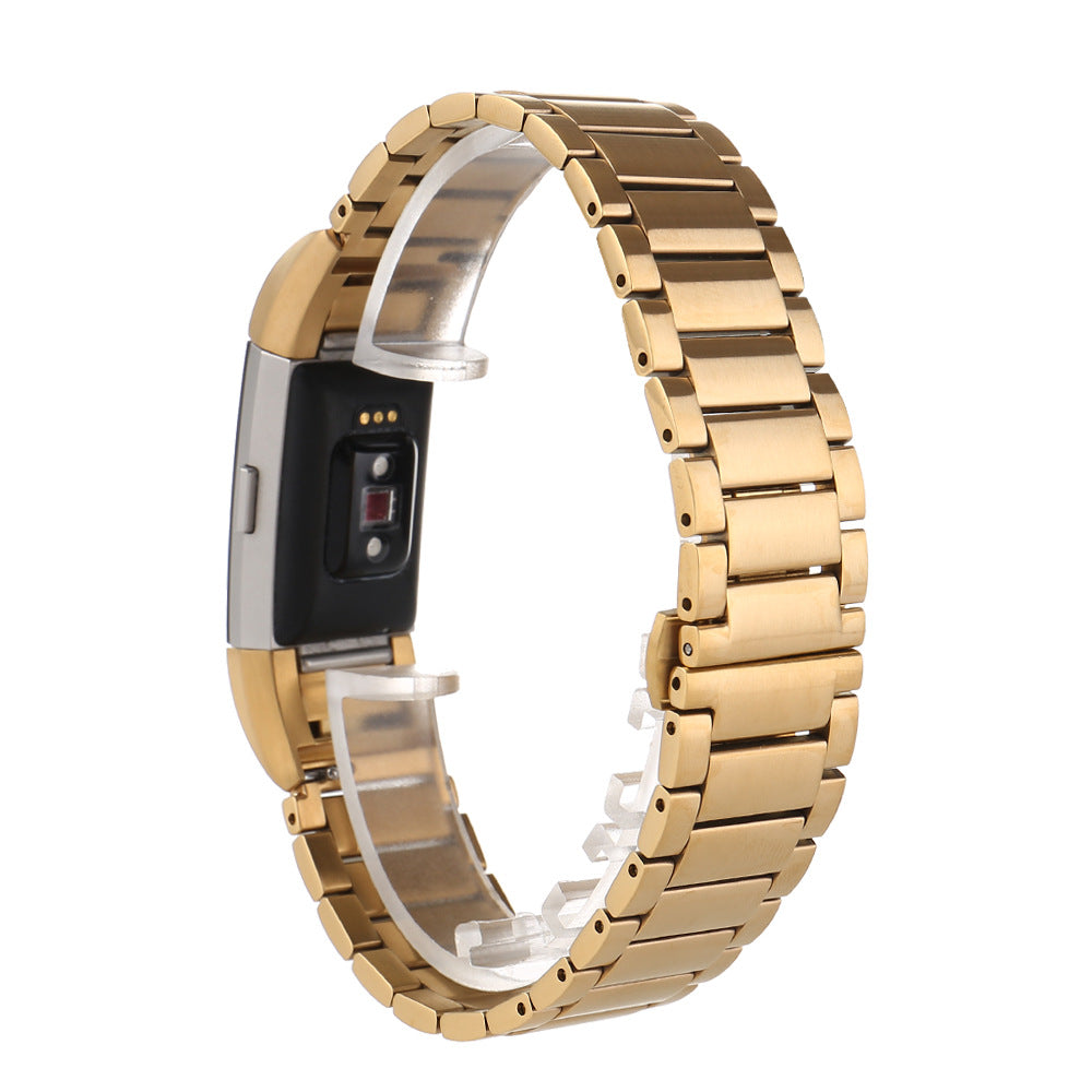 Three Beads Stainless Steel Watch Band Strap for Fitbit Charge 2
