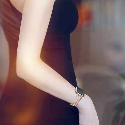 Rhinestone Decor X Shape Stainless Steel Watch Band Strap for Fitbit Versa / Versa Lite