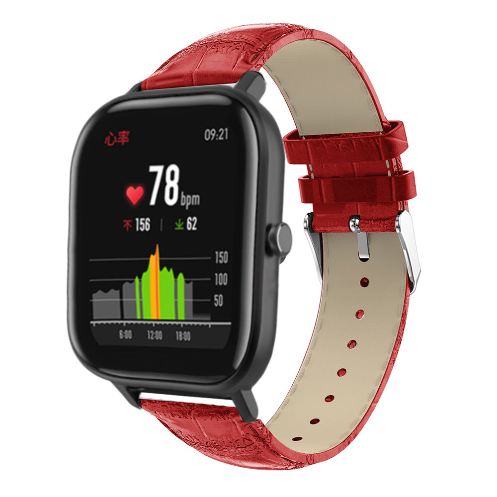20mm Crocodile Texture Leather Smart Watch Strap Replacement for Amazfit GTS