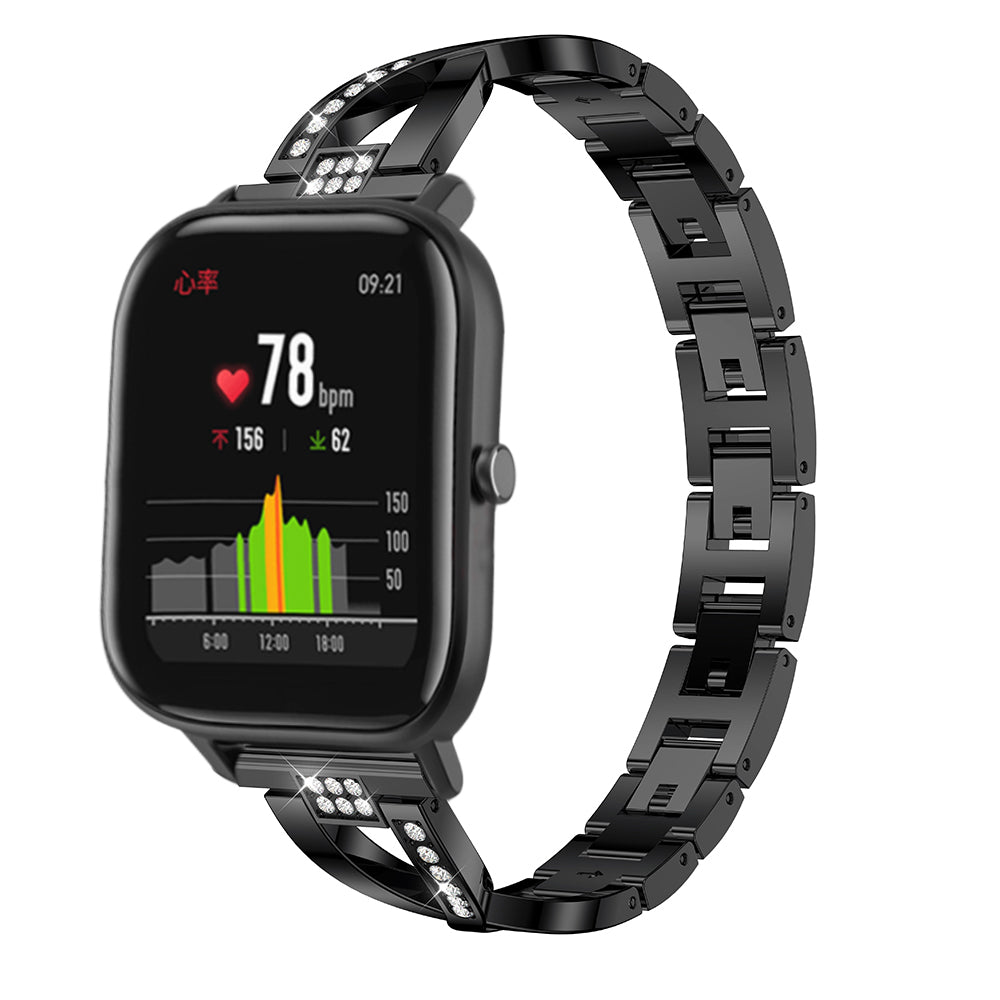 20mm X-shape Rhinestone Decor Alloy Watch Band Repleacement for Amazfit GTS