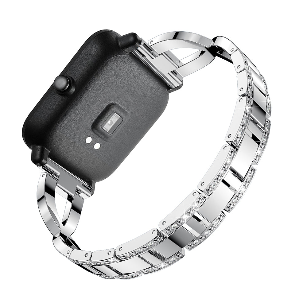 20mm X-shape Rhinestone Decor Alloy Watch Band Repleacement for Amazfit GTS