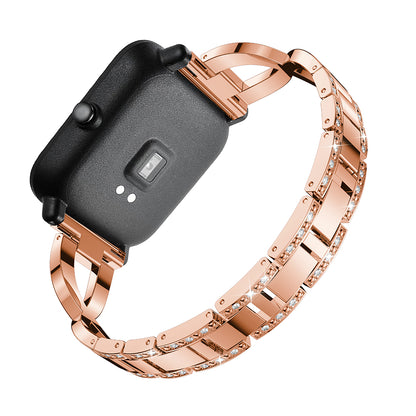20mm X-shape Rhinestone Decor Alloy Watch Band Repleacement for Amazfit GTS