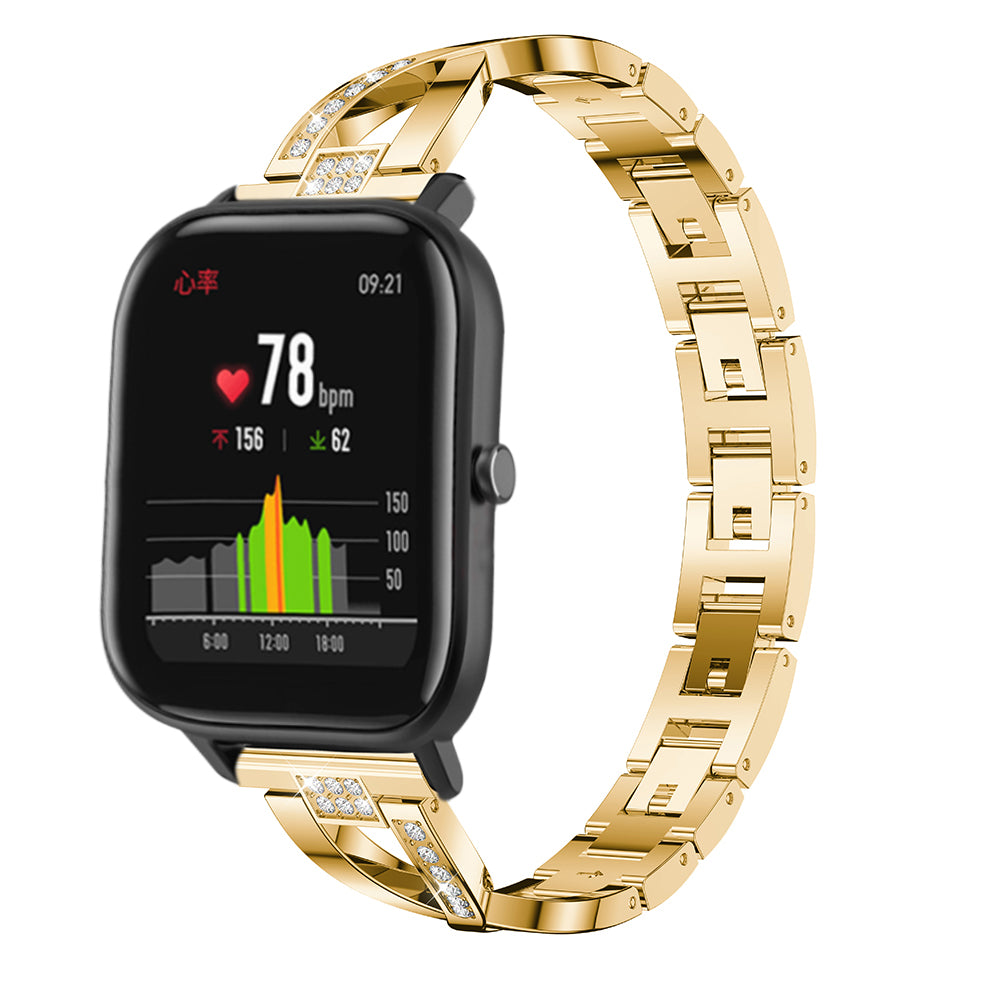 20mm X-shape Rhinestone Decor Alloy Watch Band Repleacement for Amazfit GTS