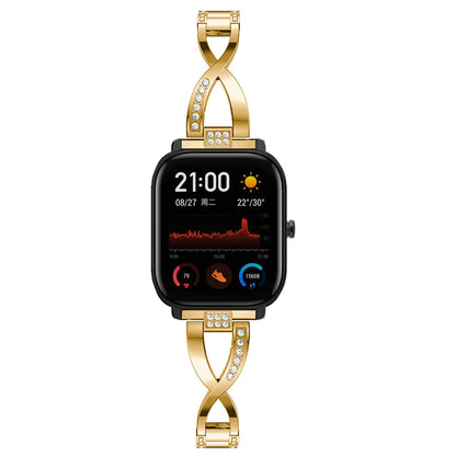 20mm X-shape Rhinestone Decor Alloy Watch Band Repleacement for Amazfit GTS