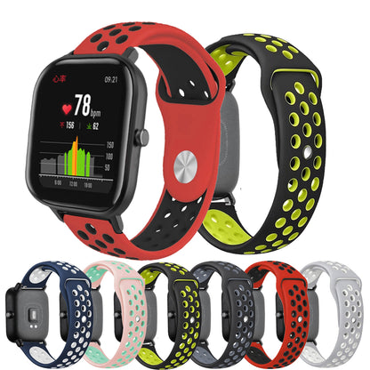 20mm Bi-color Soft Silicone Watch Strap Replacement for Huami Amazfit Smart Watch Youth Edition Lite
