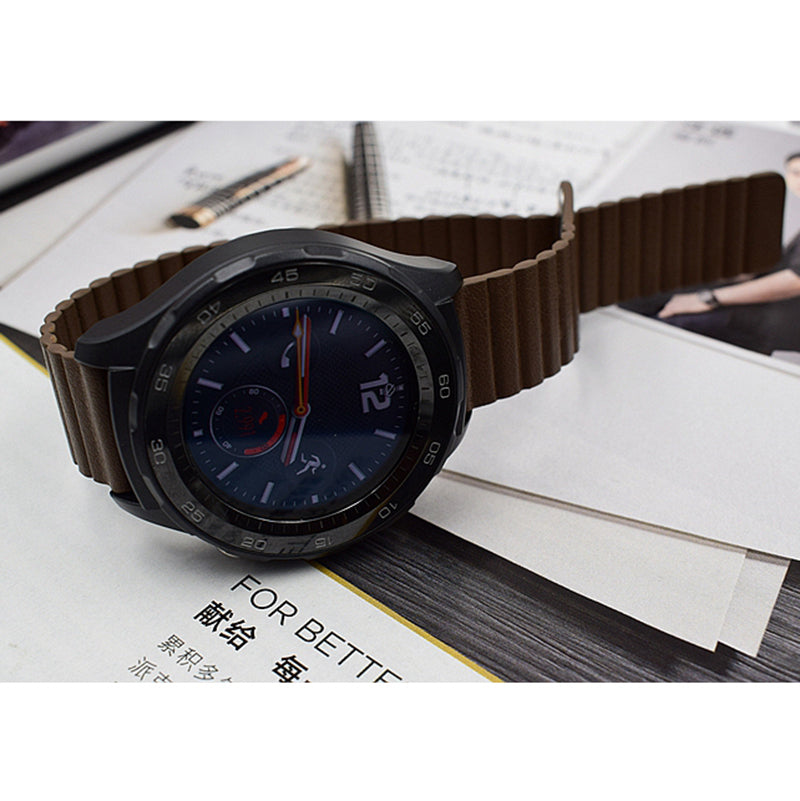 22mm Magnetic Buckle Leather Watch Bands for Samsung Galaxy Gear S3 Classic/Frontier / Huawei Watch GT / Motorola Moto 360 2nd Gen / Ticwatch