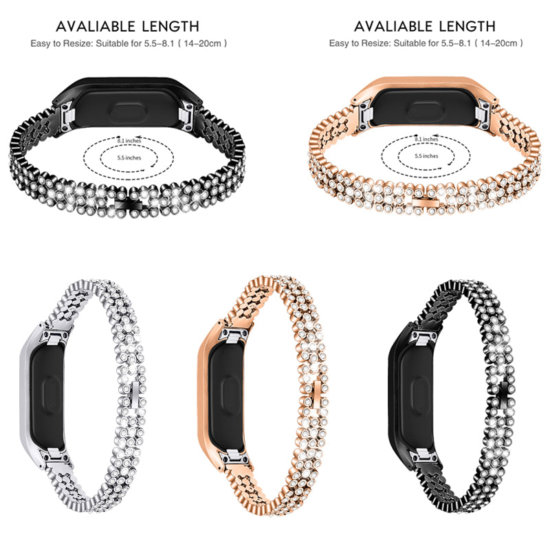 Rhinestone Decor Stainless Steel Watchband Watch Strap for Samsung Galaxy Fit-e/SM-R375
