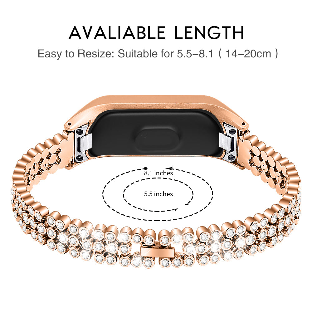 Rhinestone Decor Stainless Steel Watchband Watch Strap for Samsung Galaxy Fit-e/SM-R375