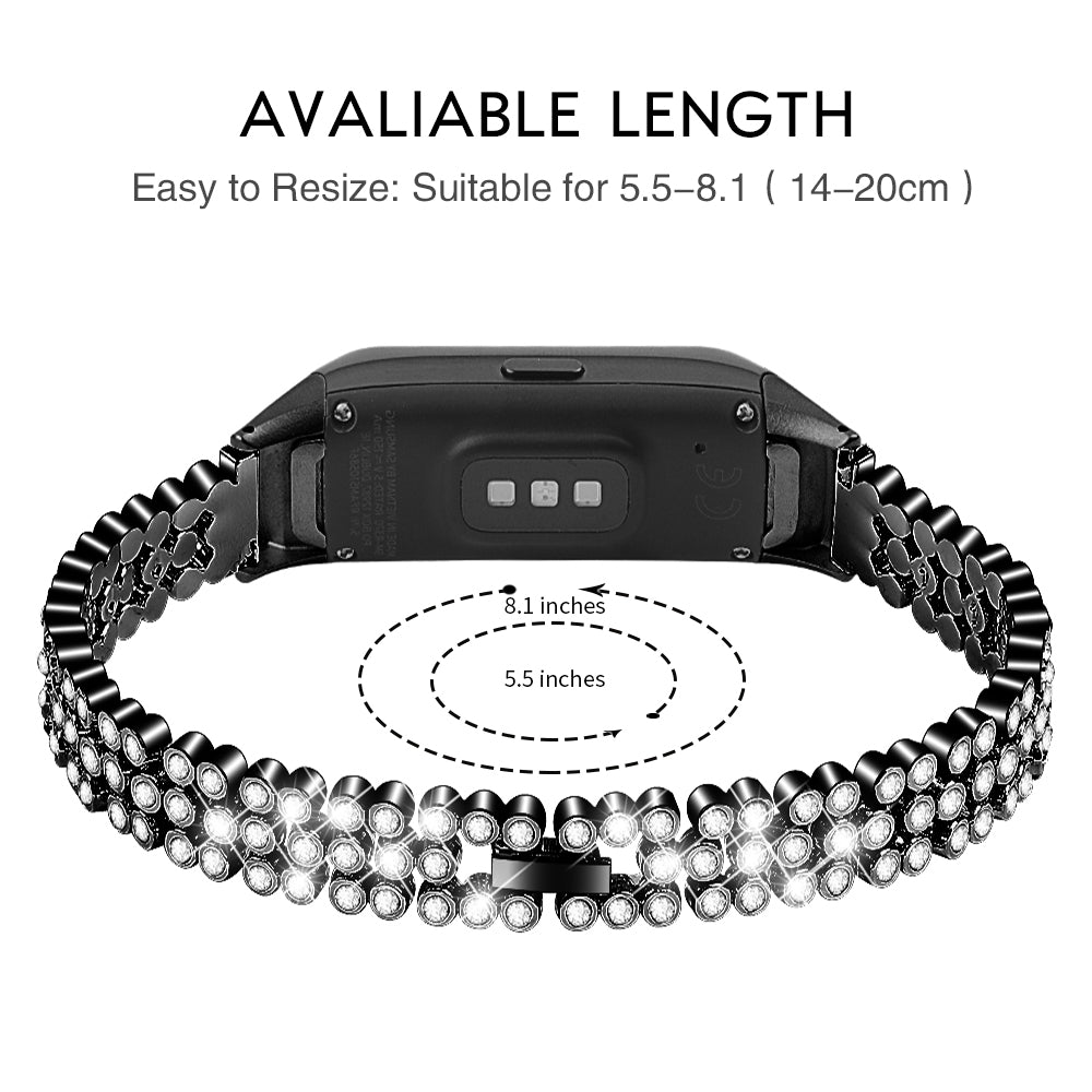 Rhinestone Decor Metal Watchband Replacement for Samsung Galaxy Fit SM-R370