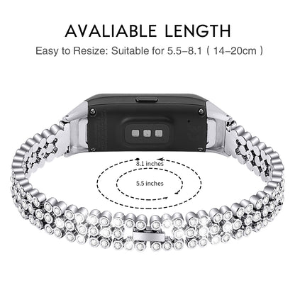 Rhinestone Decor Metal Watchband Replacement for Samsung Galaxy Fit SM-R370