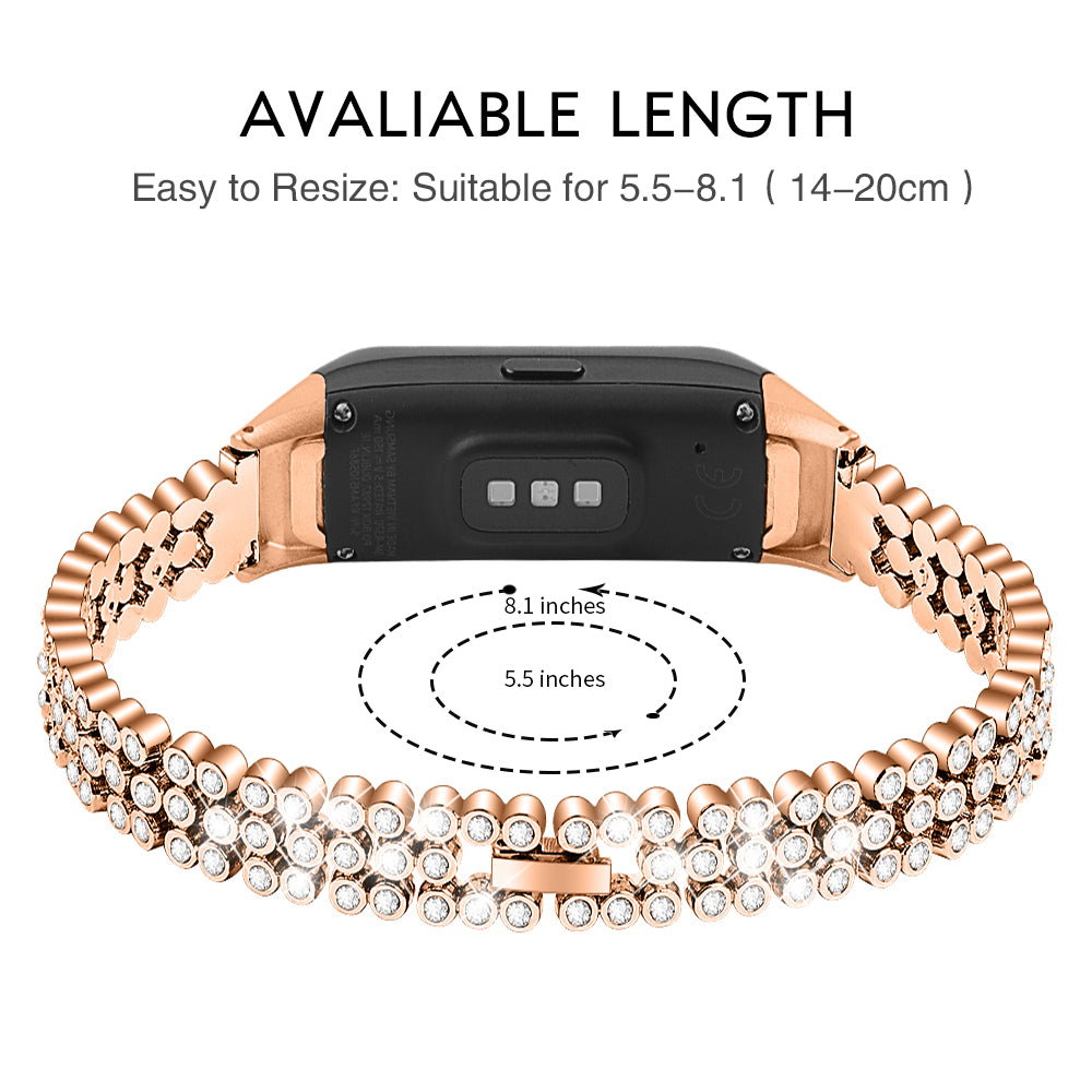 Rhinestone Decor Metal Watchband Replacement for Samsung Galaxy Fit SM-R370