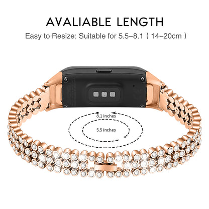 Rhinestone Decor Metal Watchband Replacement for Samsung Galaxy Fit SM-R370