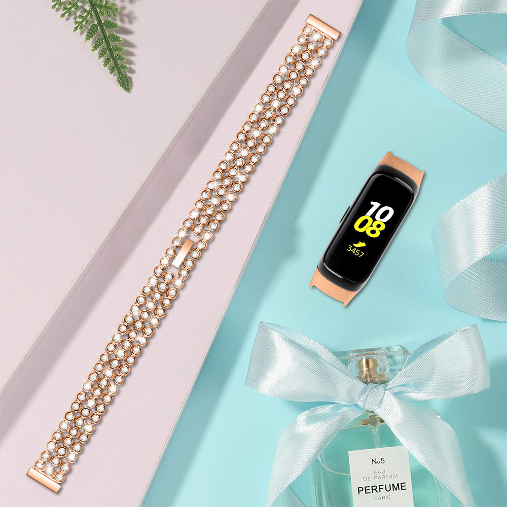 Rhinestone Decor Metal Watchband Replacement for Samsung Galaxy Fit SM-R370