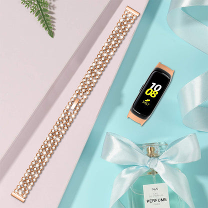 Rhinestone Decor Metal Watchband Replacement for Samsung Galaxy Fit SM-R370