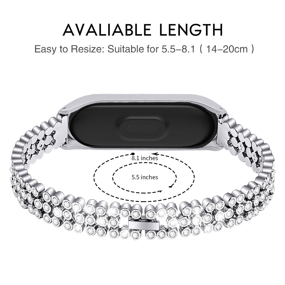 Rhinestone Decor Metal Watchband for Xiaomi Mi Band 4/3
