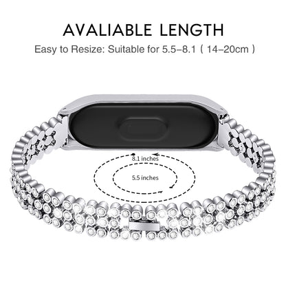Rhinestone Decor Metal Watchband for Xiaomi Mi Band 4/3