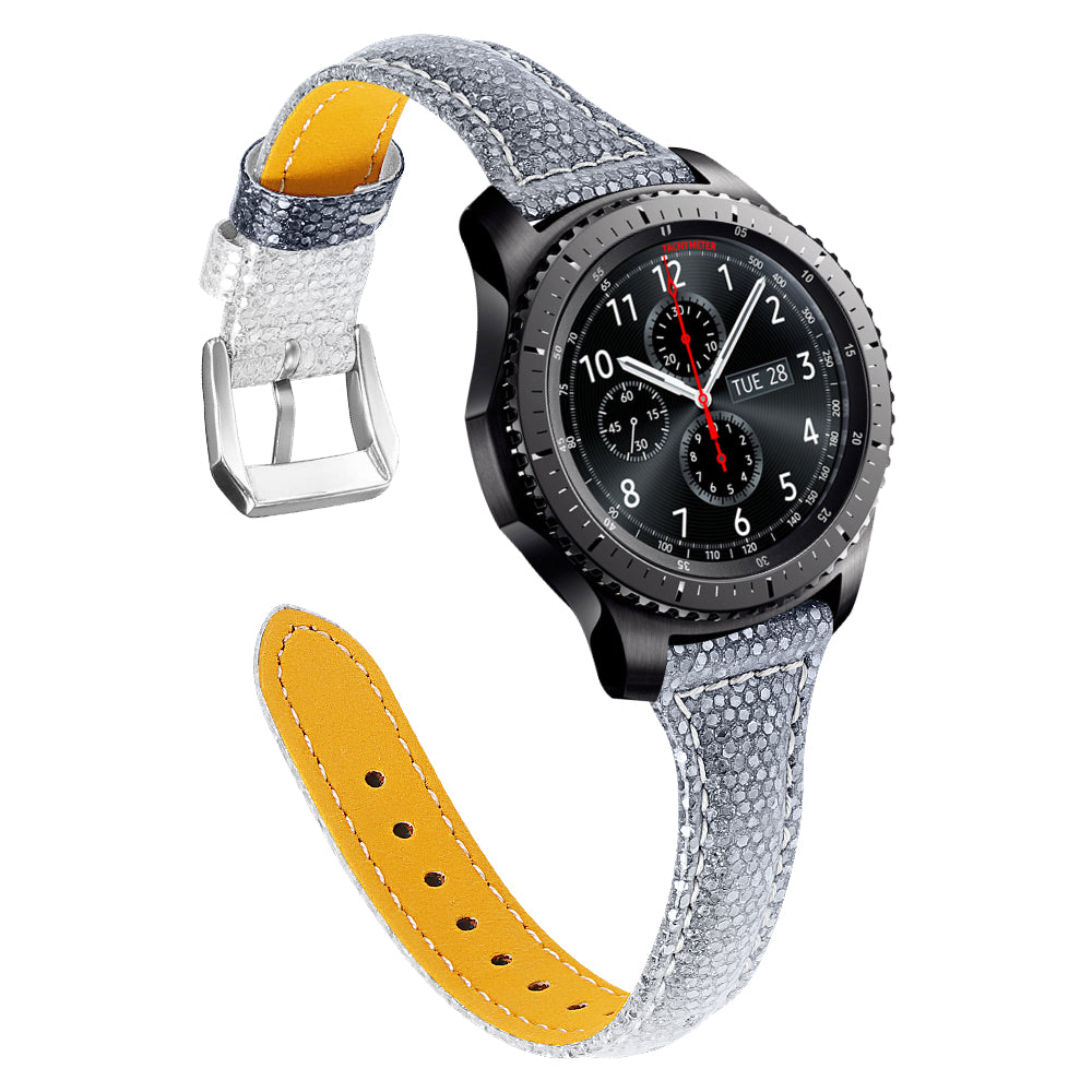 22mm Shining Design Genuine Leather Smart Watchband Strap Replacement for Samsung Gear S3 Frontier