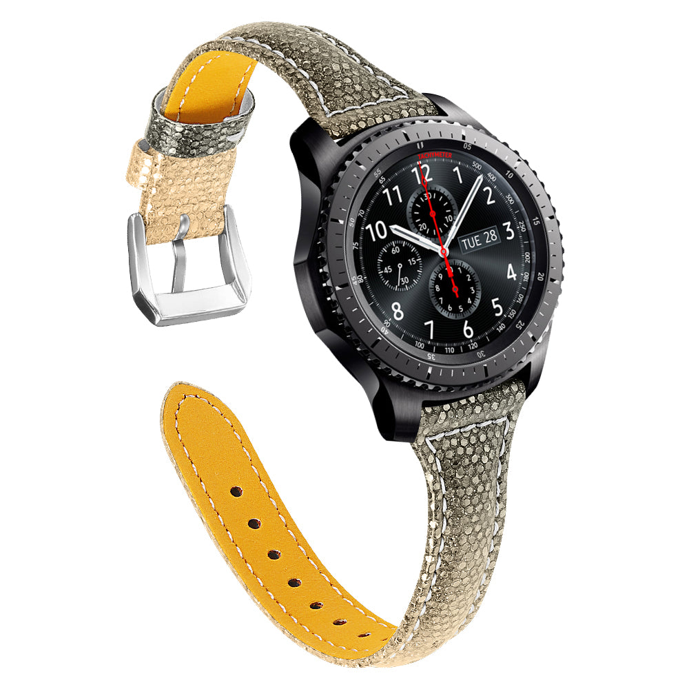 22mm Shining Design Genuine Leather Smart Watchband Strap Replacement for Samsung Gear S3 Frontier