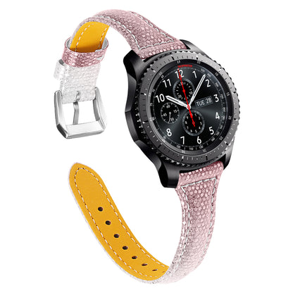 22mm Shining Design Genuine Leather Smart Watchband Strap Replacement for Samsung Gear S3 Frontier