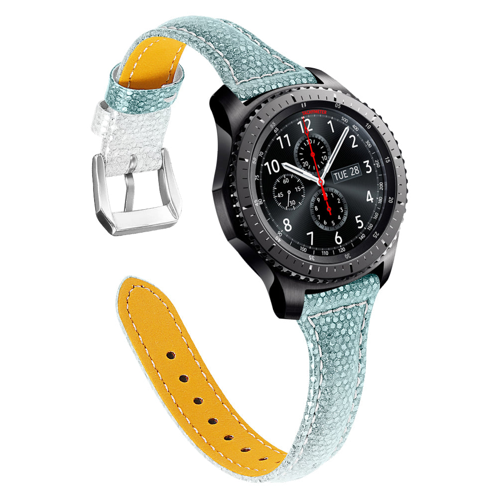 22mm Shining Design Genuine Leather Smart Watchband Strap Replacement for Samsung Gear S3 Frontier