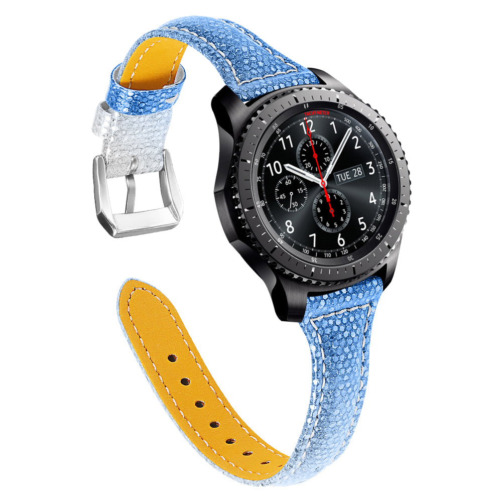 22mm Shining Design Genuine Leather Smart Watchband Strap Replacement for Samsung Gear S3 Frontier