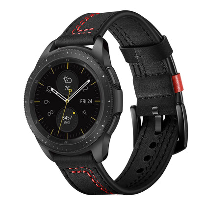 22MM 7-shaped Stitches Genuine Leather Watch Strap for Huawei Watch GT/Samsung Galaxy Watch 46mm