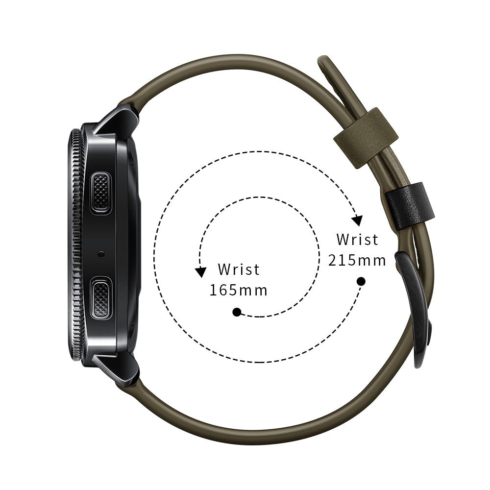 22MM 7-shaped Stitches Genuine Leather Watch Strap for Huawei Watch GT/Samsung Galaxy Watch 46mm