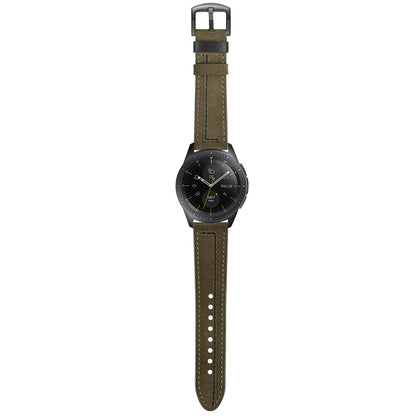 22MM 7-shaped Stitches Genuine Leather Watch Strap for Huawei Watch GT/Samsung Galaxy Watch 46mm
