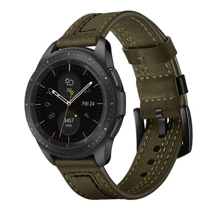 22MM 7-shaped Stitches Genuine Leather Watch Strap for Huawei Watch GT/Samsung Galaxy Watch 46mm