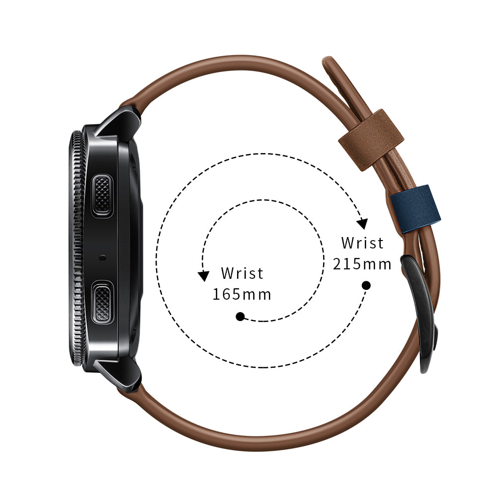 22MM 7-shaped Stitches Genuine Leather Watch Strap for Huawei Watch GT/Samsung Galaxy Watch 46mm