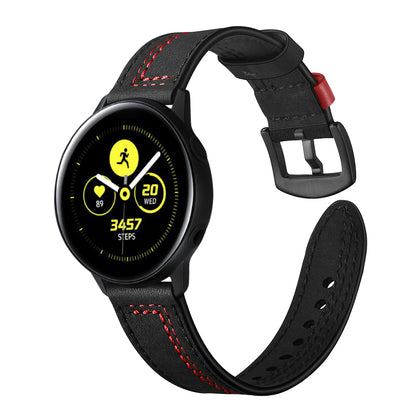 20MM 7-shaped Stitches Genuine Leather Watch Strap Replacement for Samsung Galaxy Watch Avtive 42mm