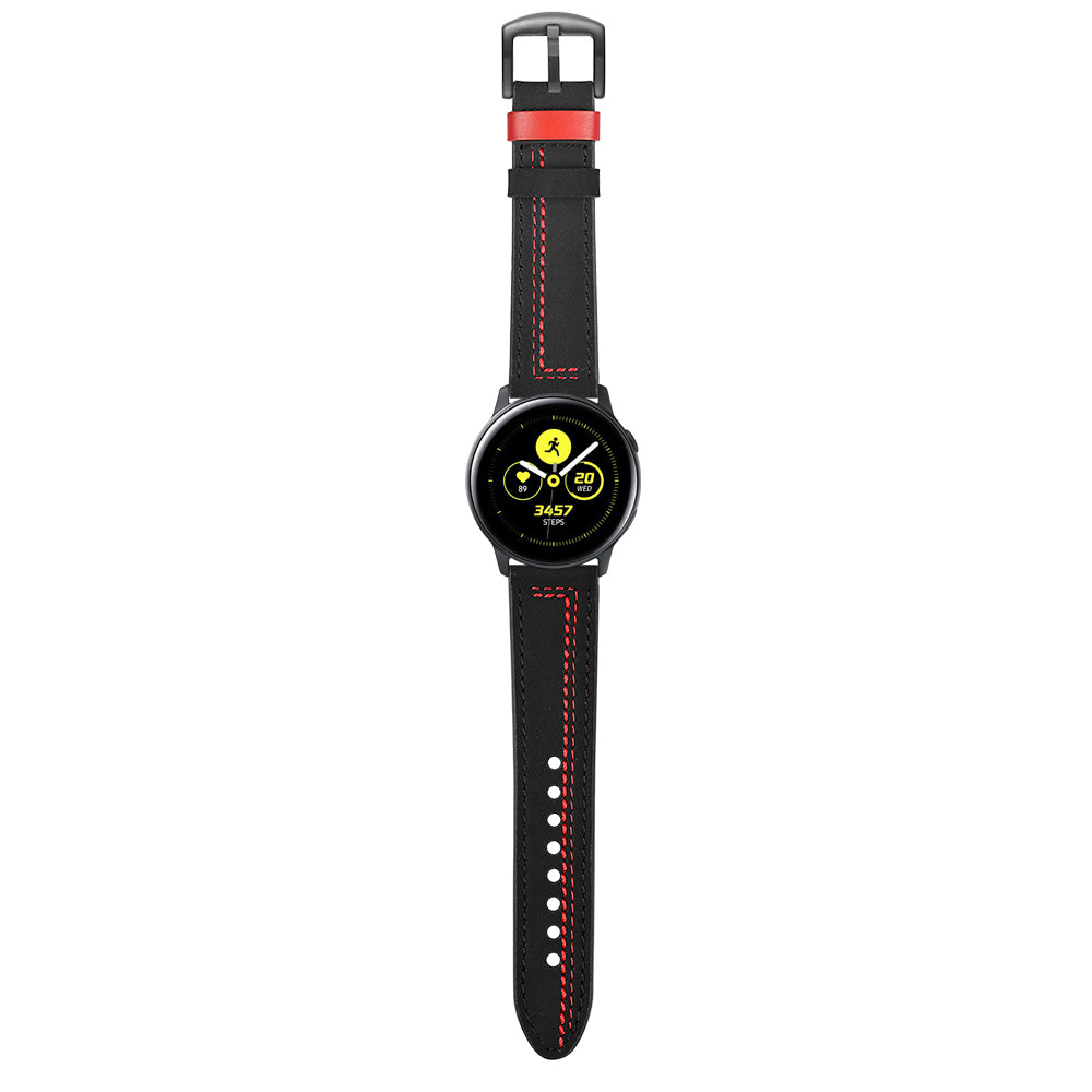20MM 7-shaped Stitches Genuine Leather Watch Strap Replacement for Samsung Galaxy Watch Avtive 42mm