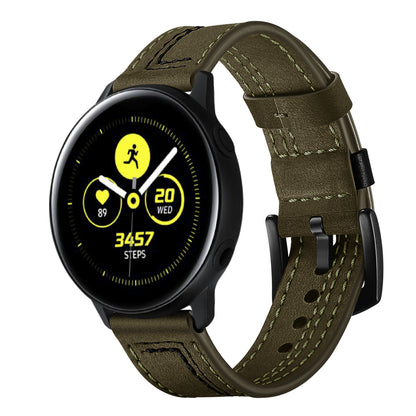 20MM 7-shaped Stitches Genuine Leather Watch Strap Replacement for Samsung Galaxy Watch Avtive 42mm