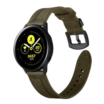 20MM 7-shaped Stitches Genuine Leather Watch Strap Replacement for Samsung Galaxy Watch Avtive 42mm