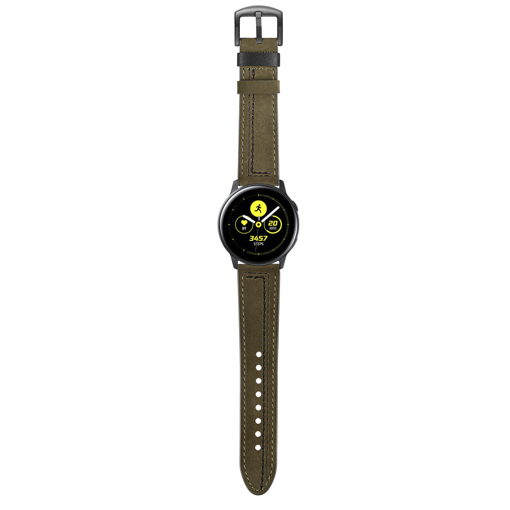 20MM 7-shaped Stitches Genuine Leather Watch Strap Replacement for Samsung Galaxy Watch Avtive 42mm