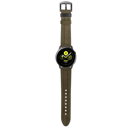 20MM 7-shaped Stitches Genuine Leather Watch Strap Replacement for Samsung Galaxy Watch Avtive 42mm