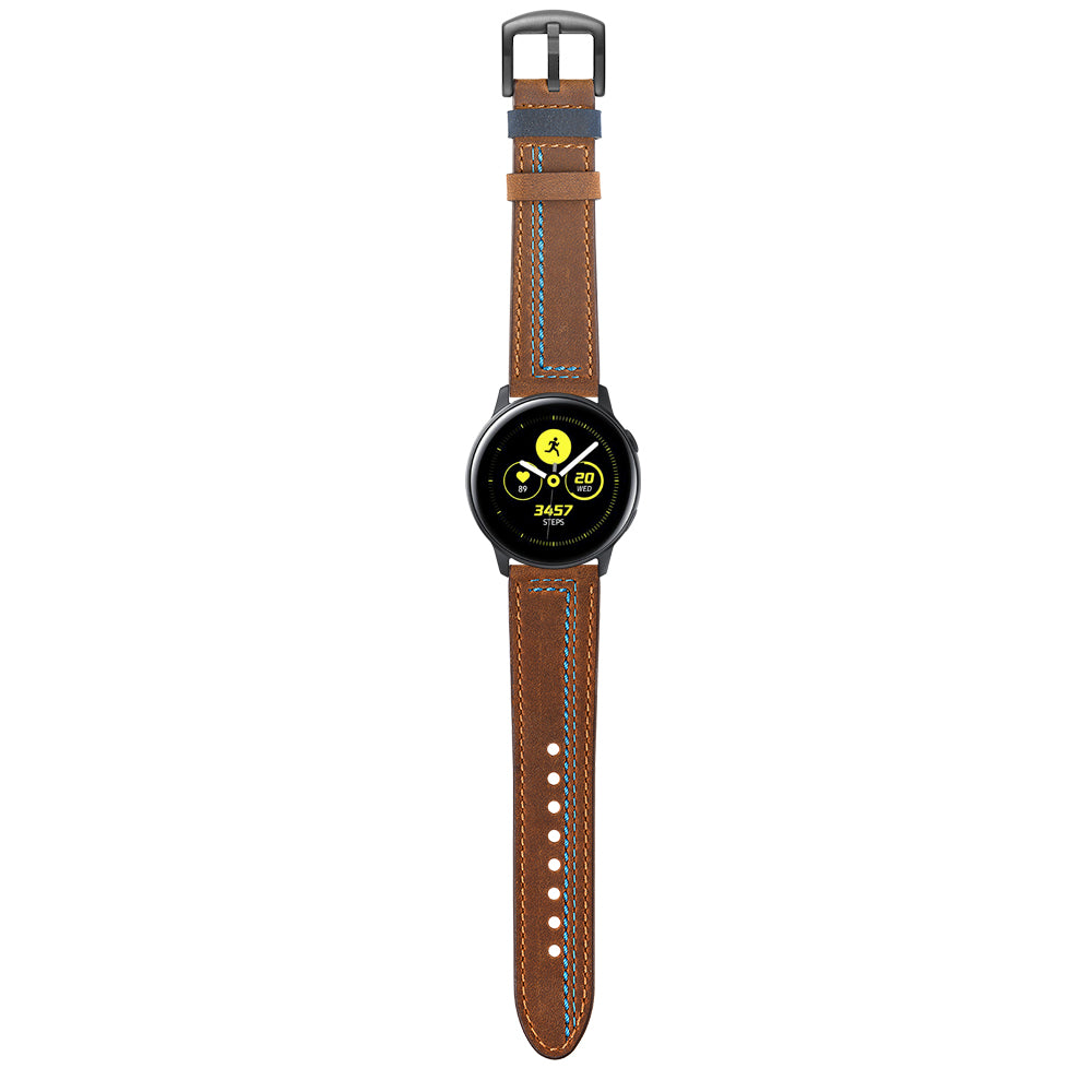 20MM 7-shaped Stitches Genuine Leather Watch Strap Replacement for Samsung Galaxy Watch Avtive 42mm