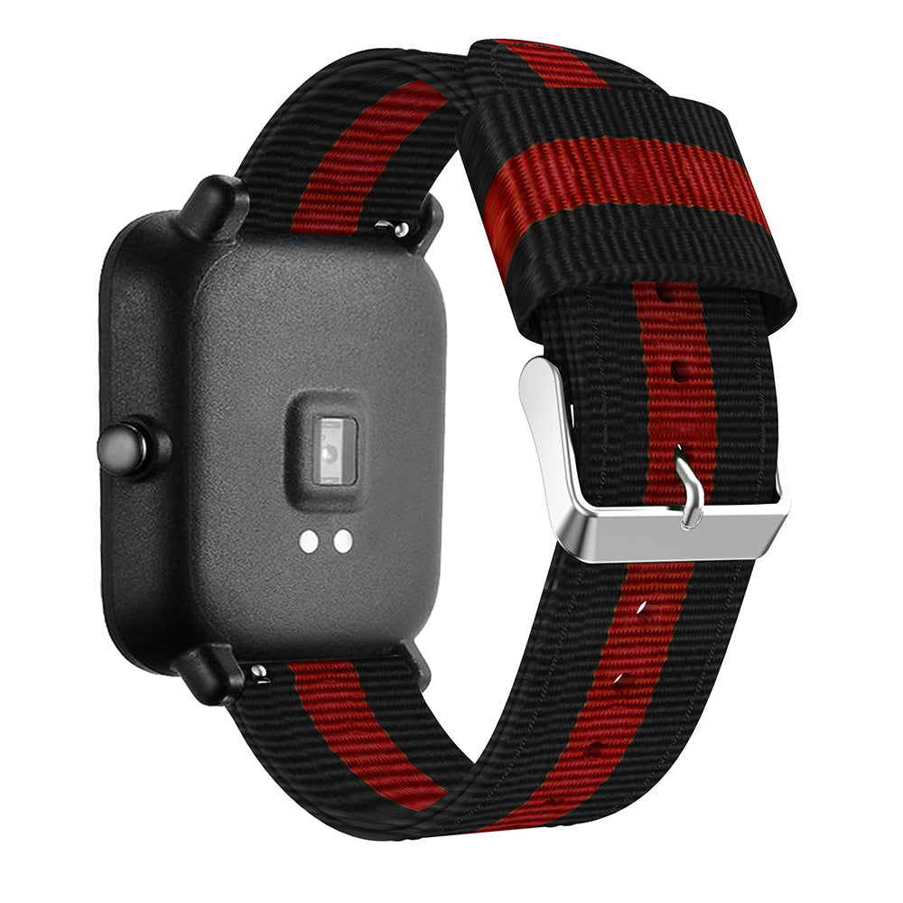 20MM Vertical Nylon Canvas Watch Band for Samsung Galaxy Watch4 Classic 46mm 42mm/Watch4 44mm 40mm/Amazfit GTS