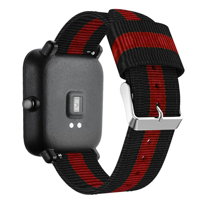 20MM Vertical Nylon Canvas Watch Band for Samsung Galaxy Watch4 Classic 46mm 42mm/Watch4 44mm 40mm/Amazfit GTS