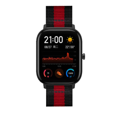 20MM Vertical Nylon Canvas Watch Band for Samsung Galaxy Watch4 Classic 46mm 42mm/Watch4 44mm 40mm/Amazfit GTS
