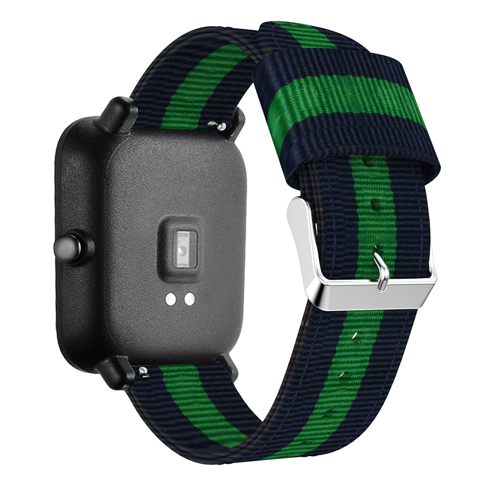 20MM Vertical Nylon Canvas Watch Band for Samsung Galaxy Watch4 Classic 46mm 42mm/Watch4 44mm 40mm/Amazfit GTS
