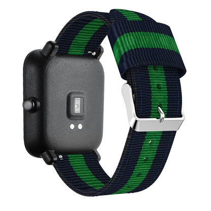 20MM Vertical Nylon Canvas Watch Band for Samsung Galaxy Watch4 Classic 46mm 42mm/Watch4 44mm 40mm/Amazfit GTS