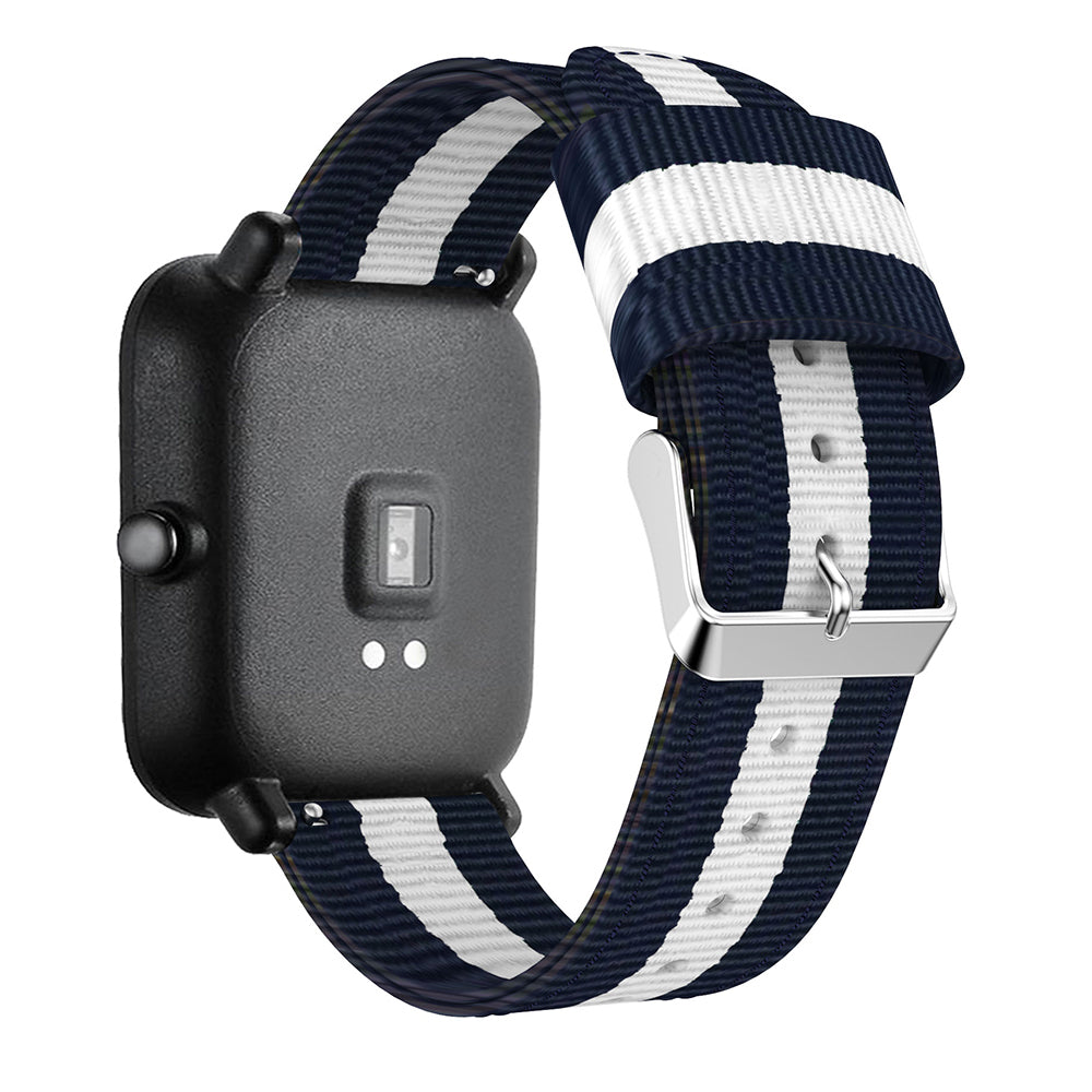 20MM Vertical Nylon Canvas Watch Band for Samsung Galaxy Watch4 Classic 46mm 42mm/Watch4 44mm 40mm/Amazfit GTS