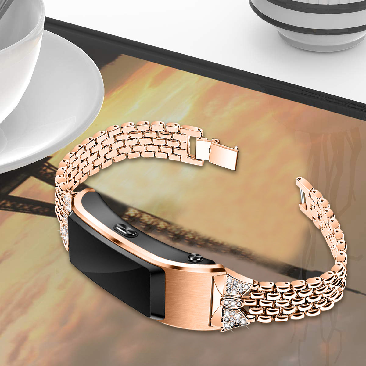 Rhinestone Decor Aluminum Alloy Smart Watch Band [18mm] for Huawei TalkBand B5
