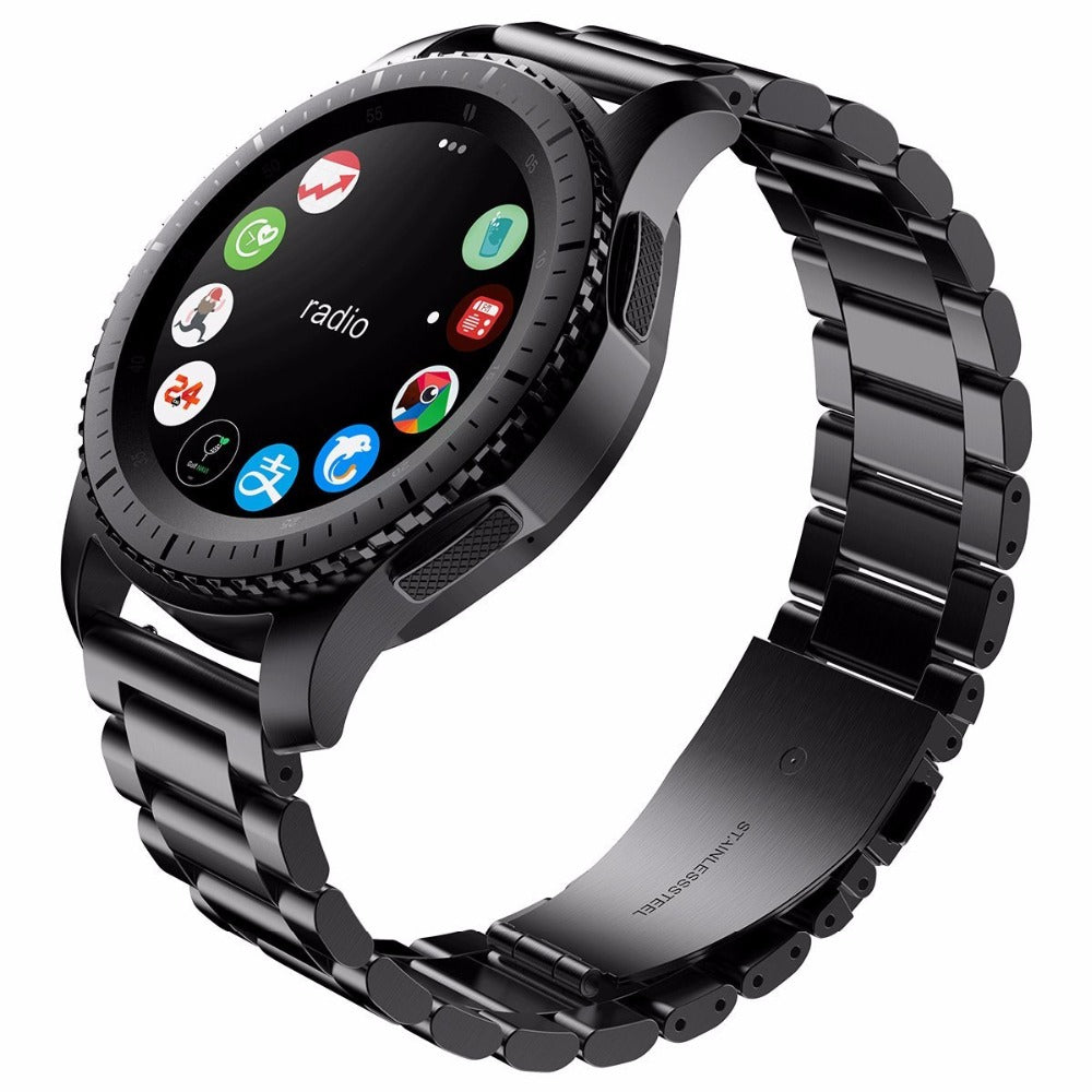 20mm 3 Beads Stainless Steel Smart Watch Replacement Butterfly Buckle Strap for Samsung Galaxy Gear S2 Sport/Galaxy Watch Active 2