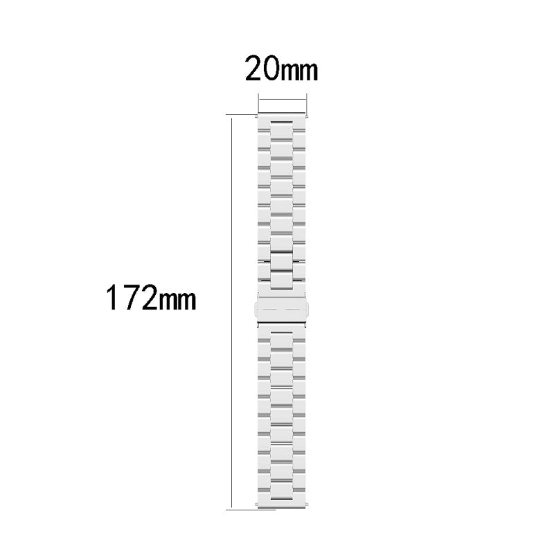 20mm 3 Beads Stainless Steel Smart Watch Replacement Butterfly Buckle Strap for Samsung Galaxy Gear S2 Sport/Galaxy Watch Active 2