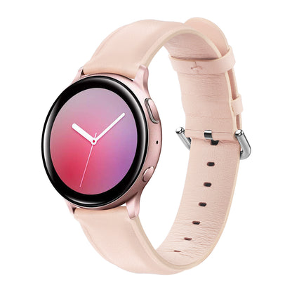20mm Top Genuine Leather Smart Watch Strap Replacement for Samsung Galaxy Watch4 Classic 46mm 42mm/Watch4 44mm 40mm/Watch Active2 44mm
