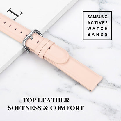 20mm Top Genuine Leather Smart Watch Strap Replacement for Samsung Galaxy Watch4 Classic 46mm 42mm/Watch4 44mm 40mm/Watch Active2 44mm