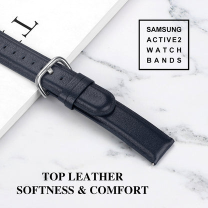20mm Top Genuine Leather Smart Watch Strap Replacement for Samsung Galaxy Watch4 Classic 46mm 42mm/Watch4 44mm 40mm/Watch Active2 44mm